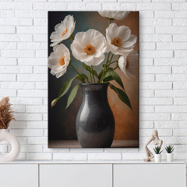 Vase with white flowers