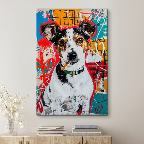 Dog with a cigar in its mouth