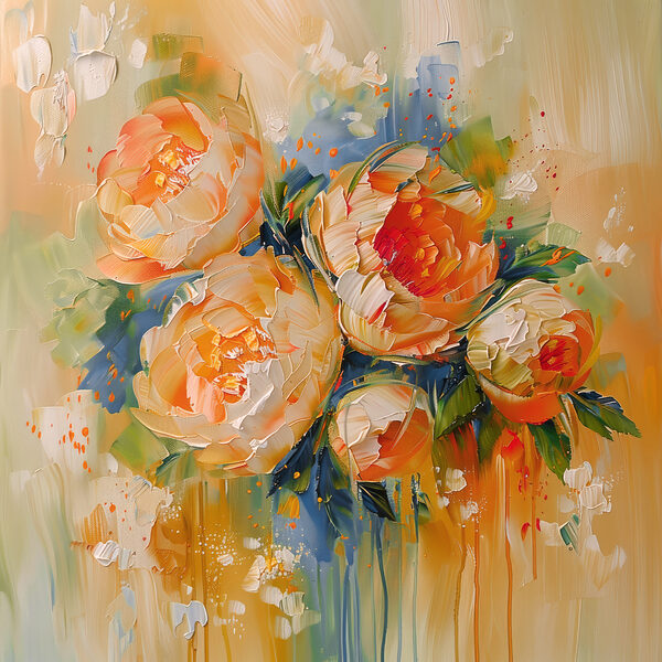 Painting of flowers on a white background Painting of flowers on a white background