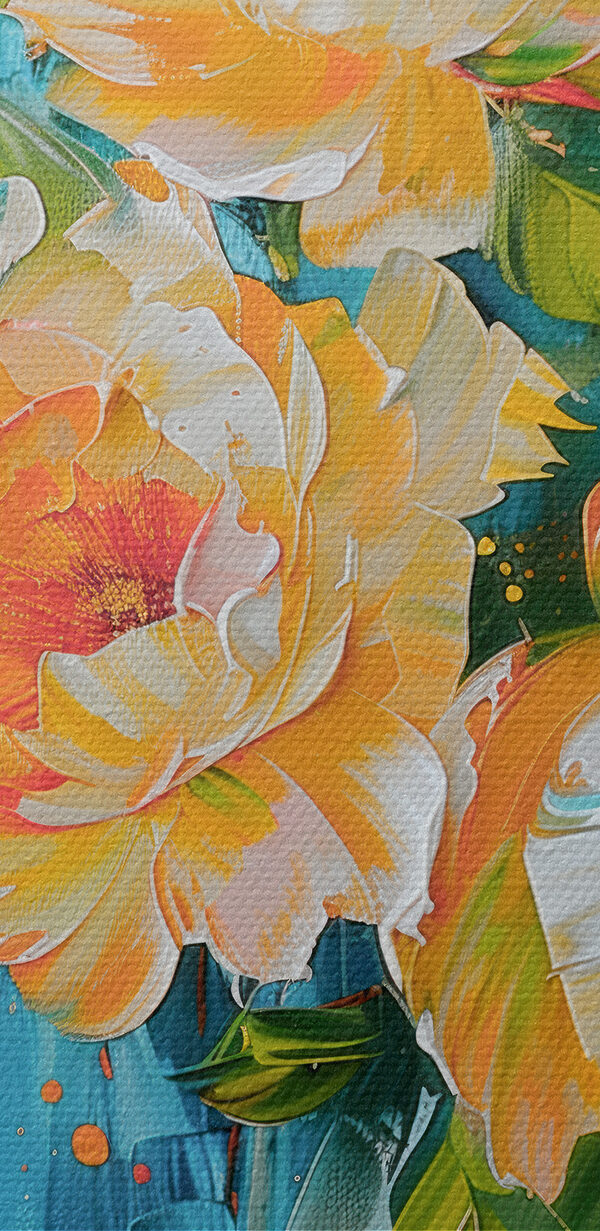 Painting of flowers on a white surface