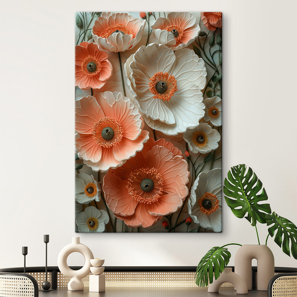 Group of white and orange flowers
