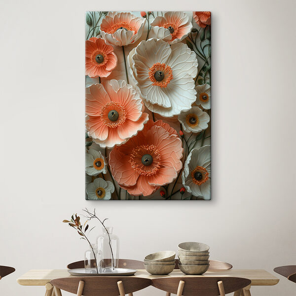 Group of white and orange flowers