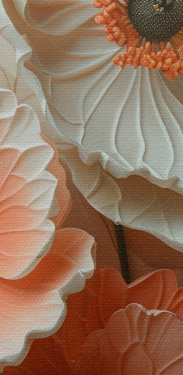 Group of white and orange flowers