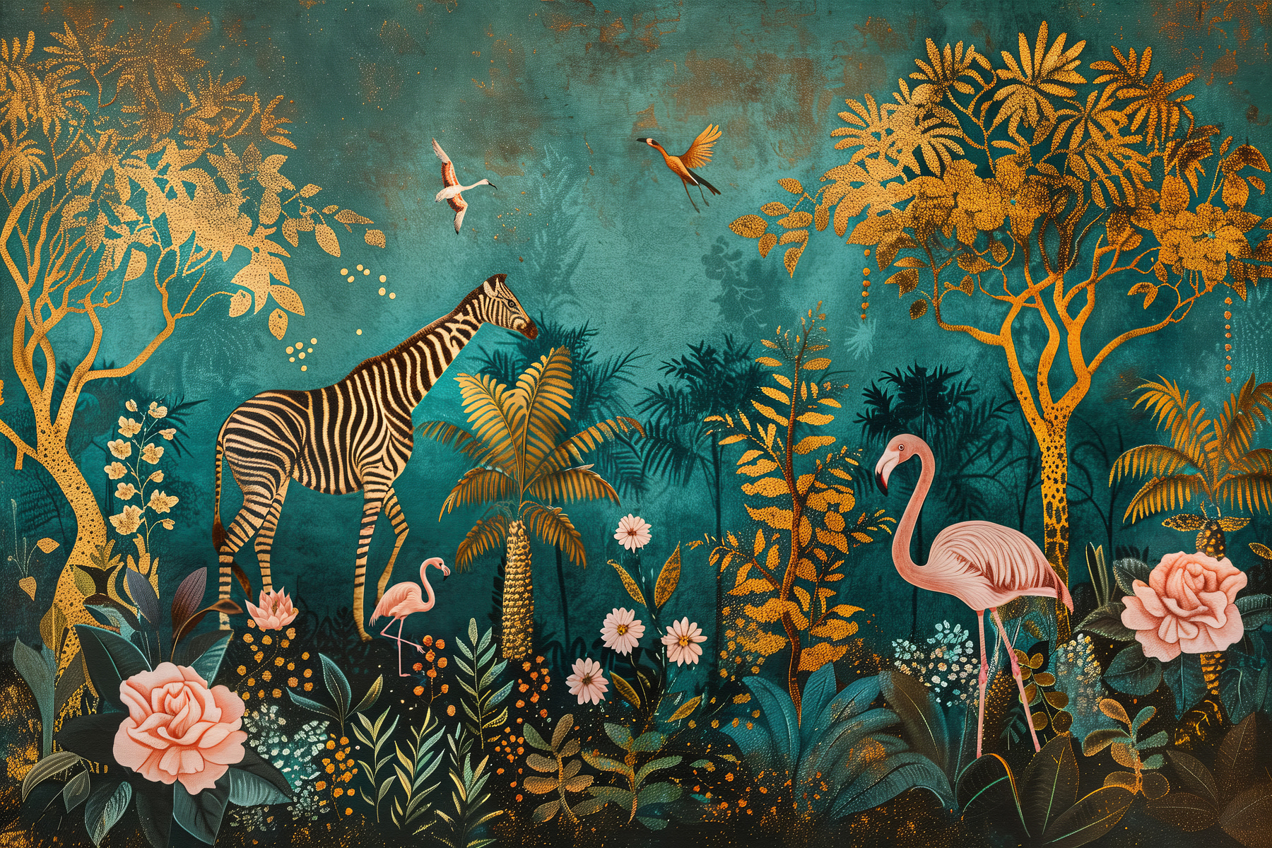 Painting of animals in a jungle