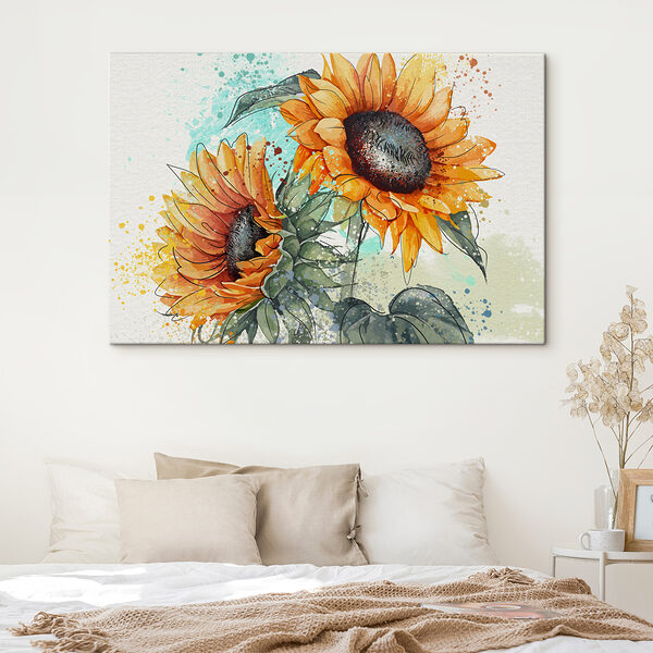 Quadri Dipinto di girasoli su sfondo bianco (COD: s39584) Quadri Quadri Dipinto di girasoli su sfondo bianco (COD: s39584)