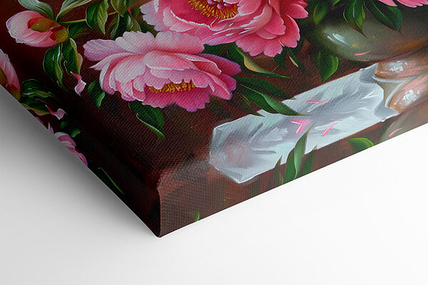 Painting of pink flowers in a vase