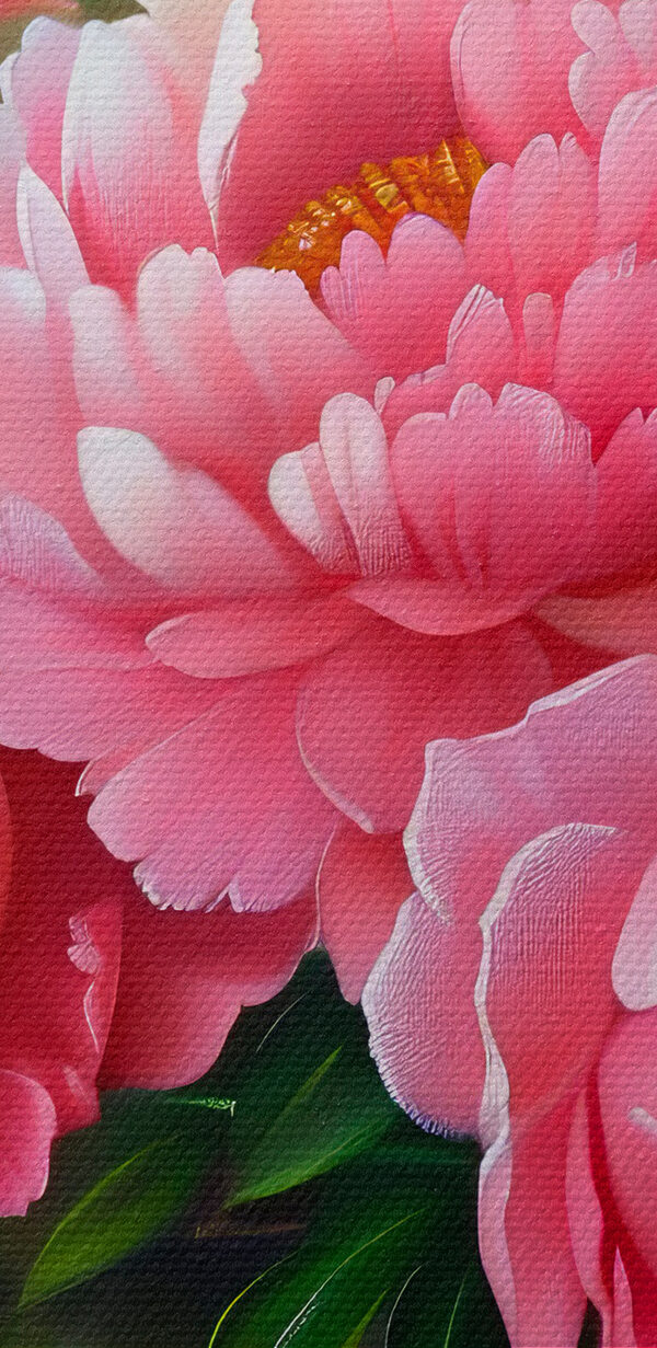 Painting of pink flowers in a vase