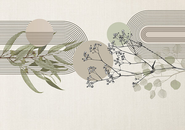 Disegno botanico con elementi astratti. Disegno botanico con elementi astratti.
