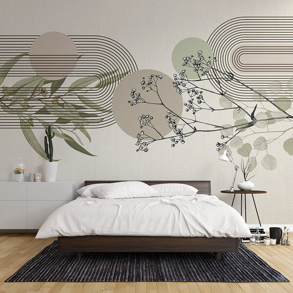 Disegno botanico con elementi astratti. Disegno botanico con elementi astratti.