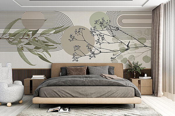 Disegno botanico con elementi astratti. Disegno botanico con elementi astratti.