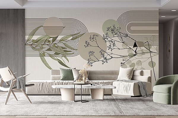 Disegno botanico con elementi astratti. Disegno botanico con elementi astratti.