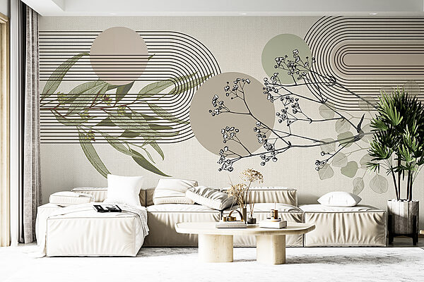 Disegno botanico con elementi astratti. Disegno botanico con elementi astratti.