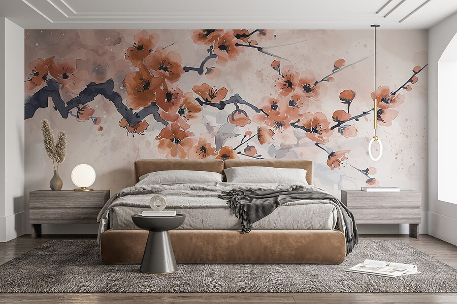 Pittura di un ramo con fiori