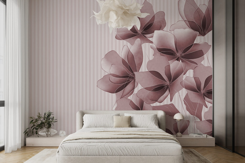 Group of flowers on a striped background