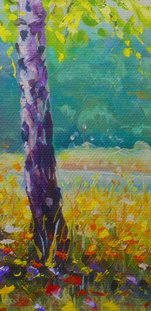 Painting of trees in a field
