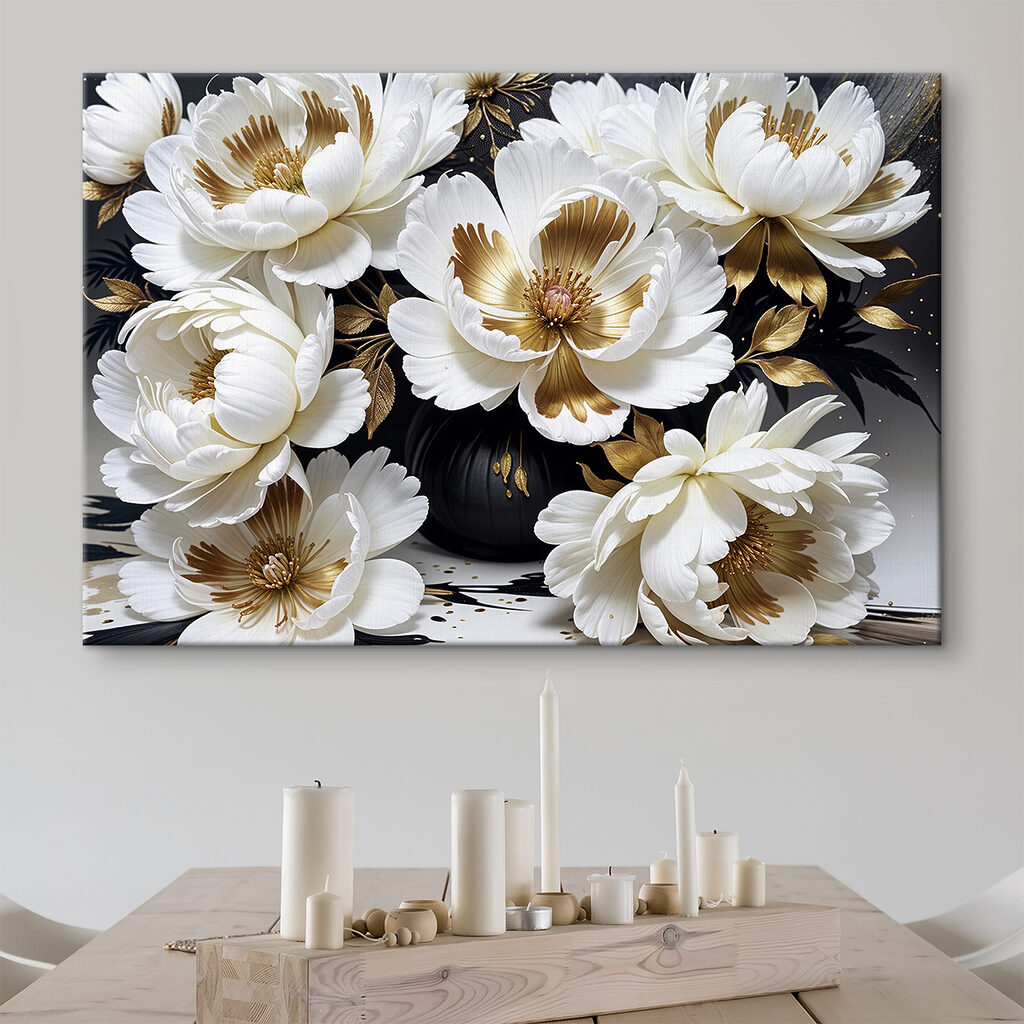 Elegant floral arrangement in black vase