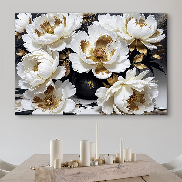 Elegant floral arrangement in black vase