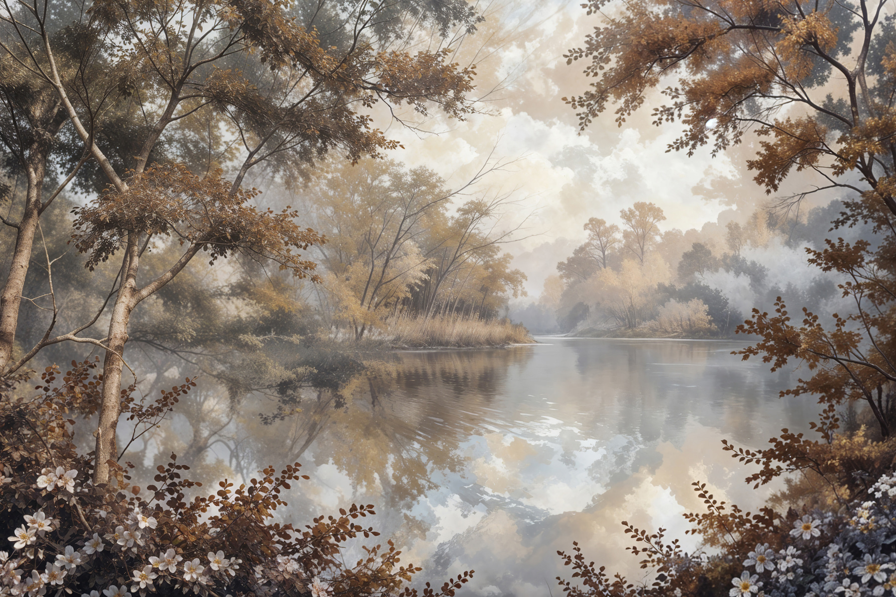 River with trees and bushes River with trees and bushes
