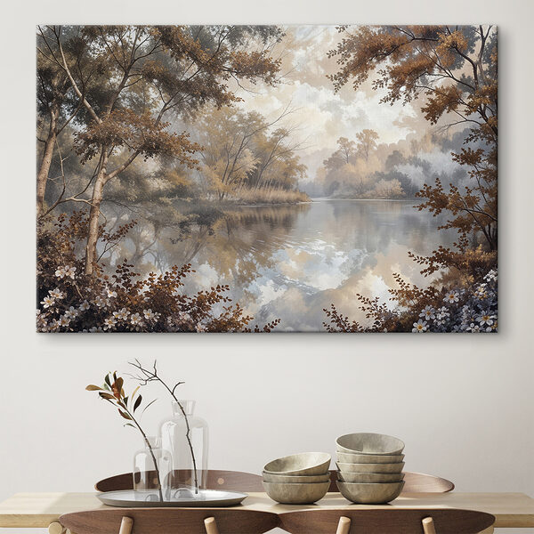 Quadri Quadri Fiume con alberi e cespugli (COD: s39511)