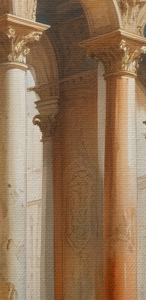 Building with columns and a pool of water Building with columns and a pool of water