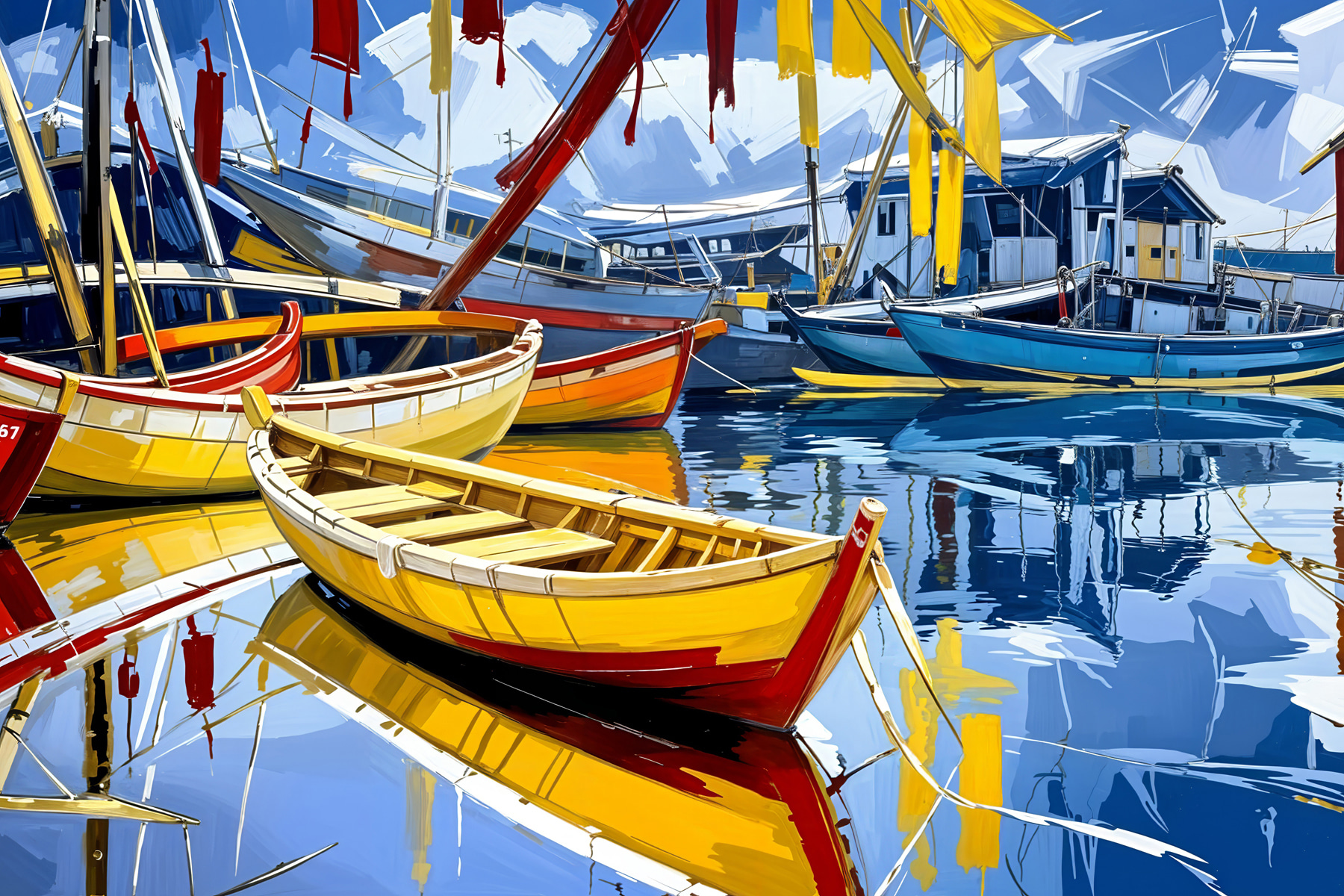 Group of boats on water Group of boats on water