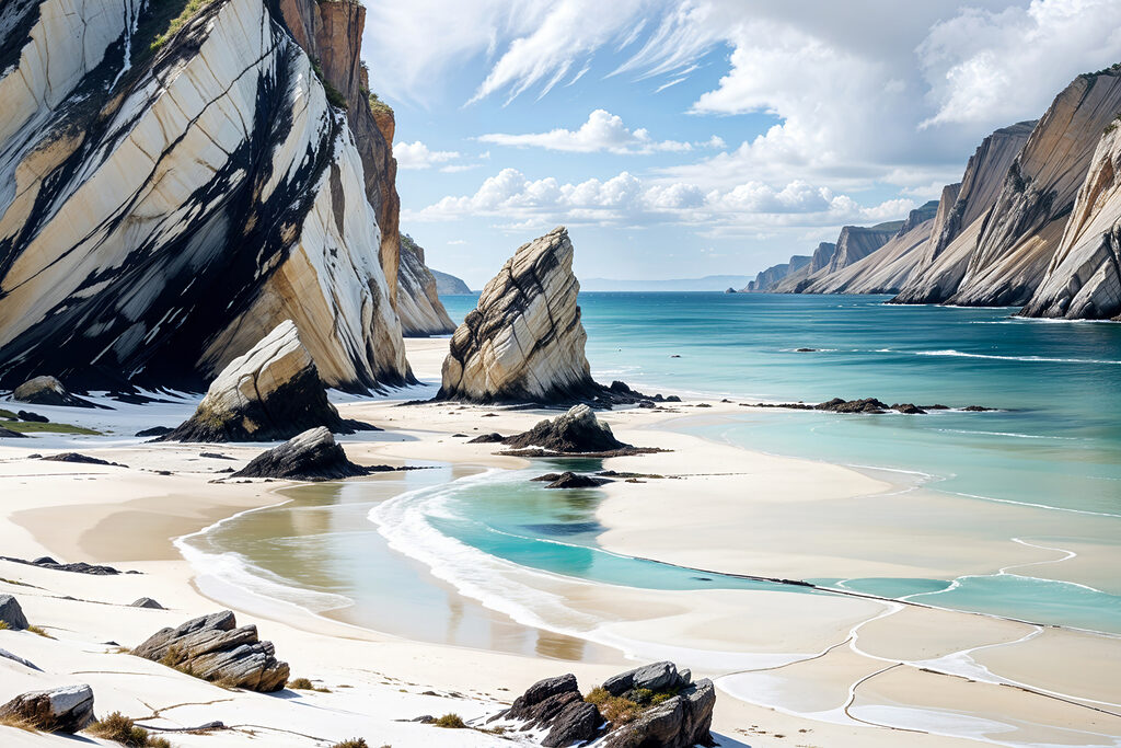 Beach with rocks and water