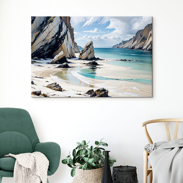 Beach with rocks and water