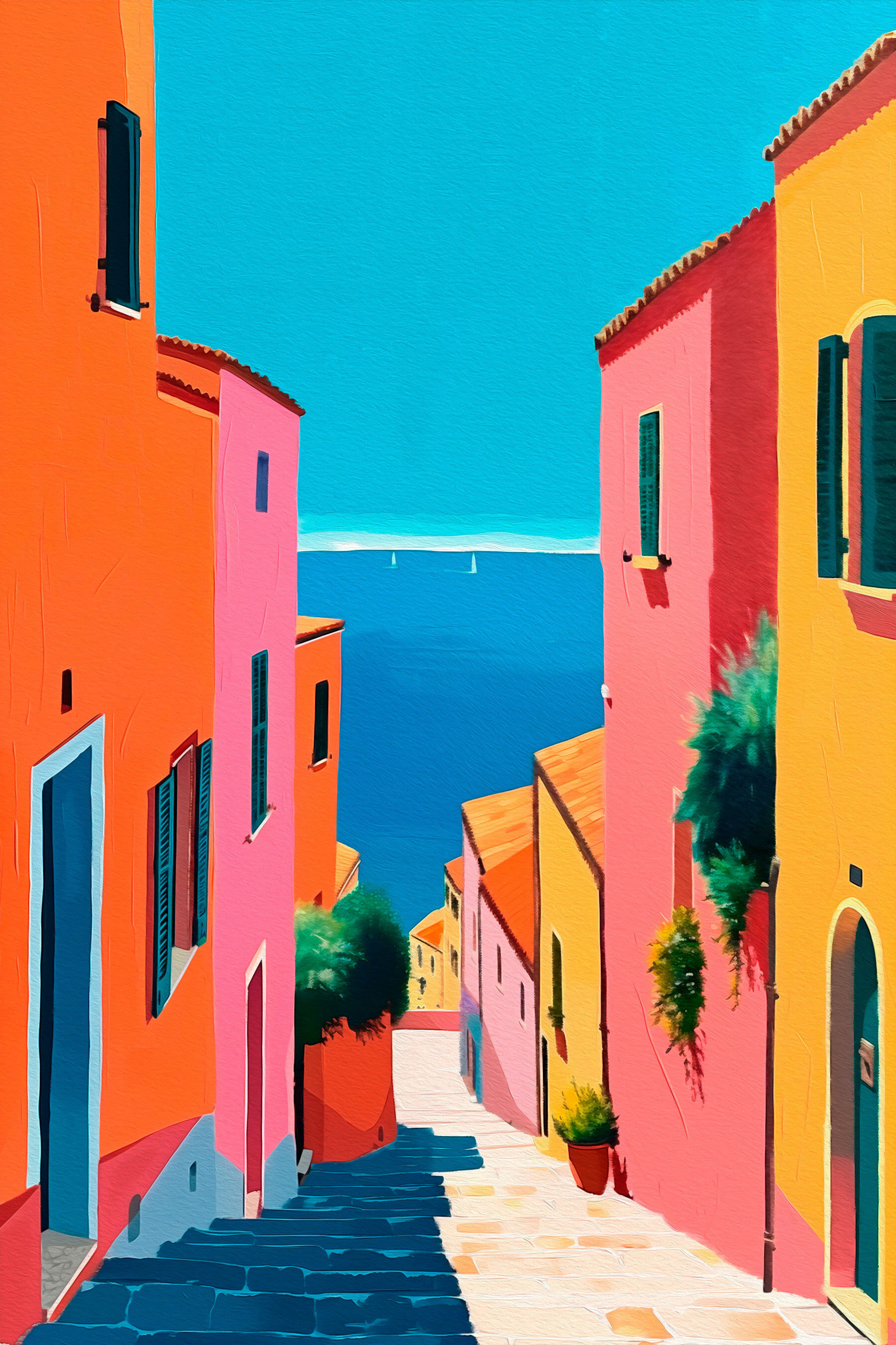 Colorful buildings and a body of water Colorful buildings and a body of water