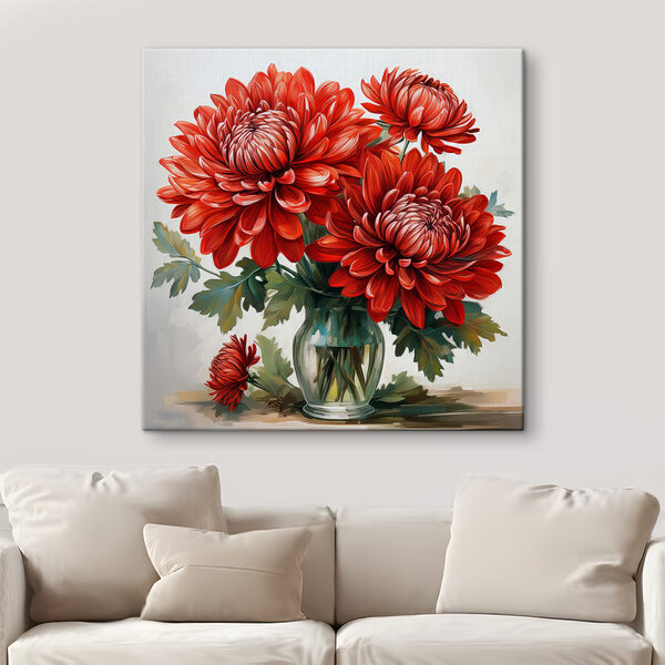 Quadri Quadri Dipinto raffigurante fiori rossi in un vaso (COD: s39620)