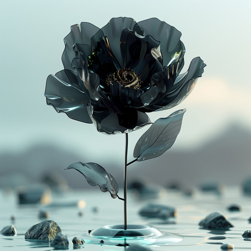 Black flower in water Black flower in water