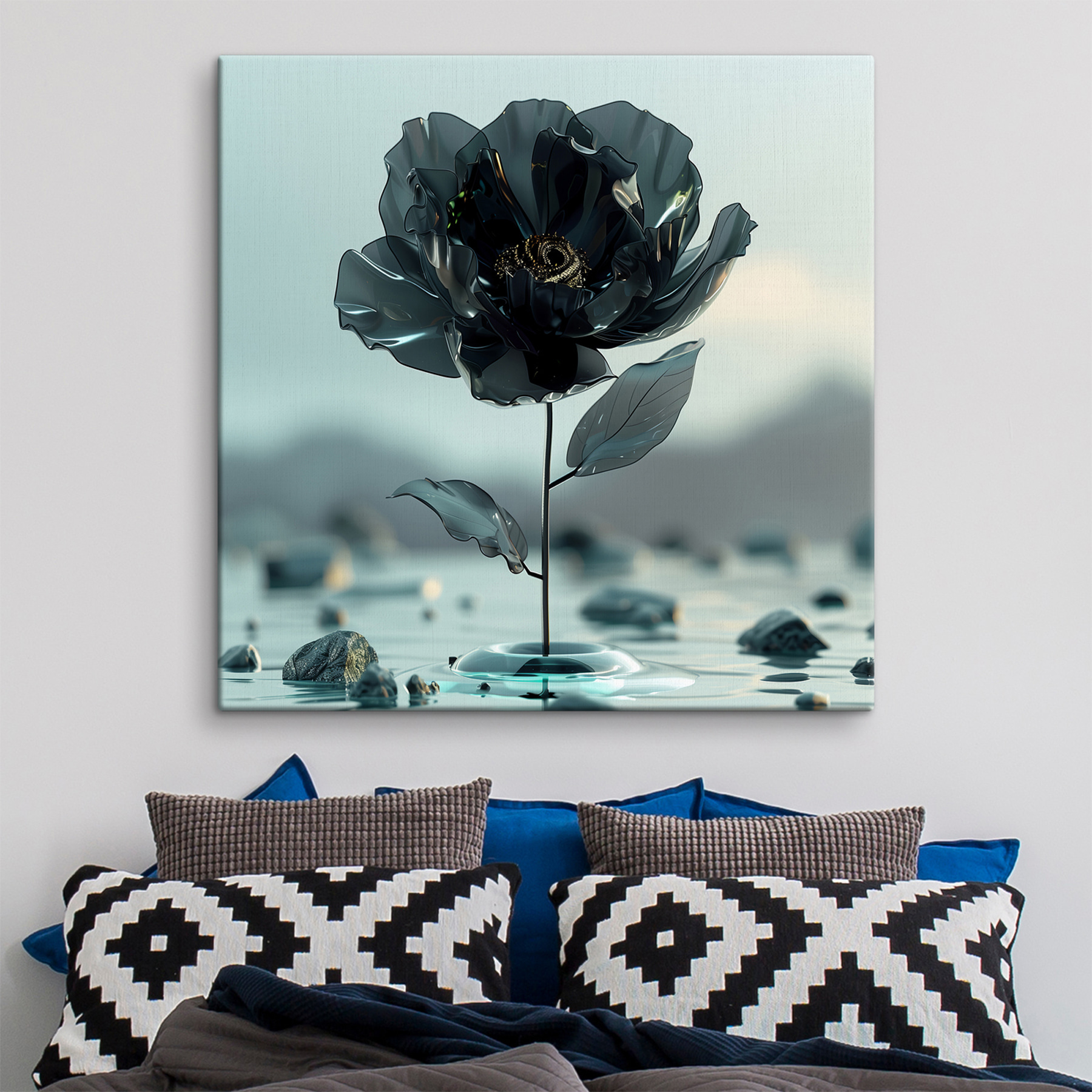 Black flower in water Black flower in water
