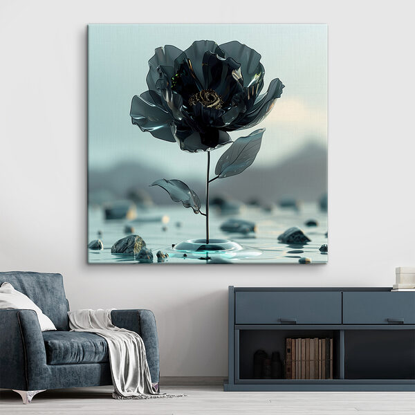 Black flower in water Black flower in water