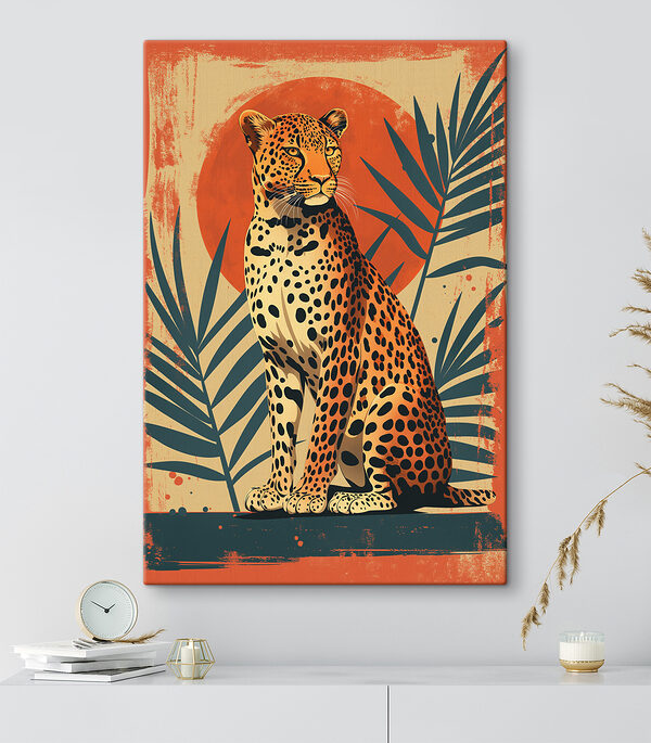 Cheetah sitting in front of a sun Cheetah sitting in front of a sun
