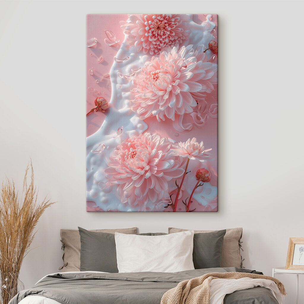 Group of pink flowers on a pink surface