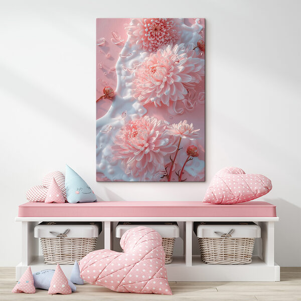 Group of pink flowers on a pink surface