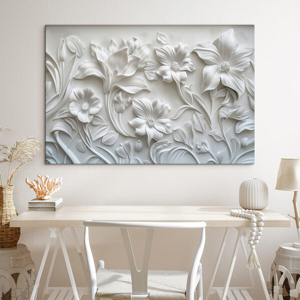Quadri Parete bianca con fiori e foglie (COD: s39653) Quadri Quadri Parete bianca con fiori e foglie (COD: s39653)