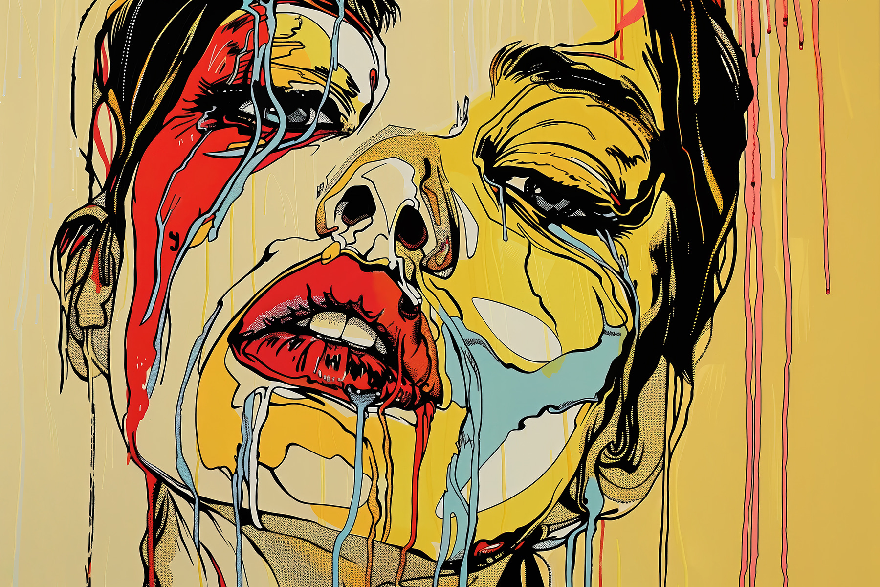 Painting of a woman crying Painting of a woman crying