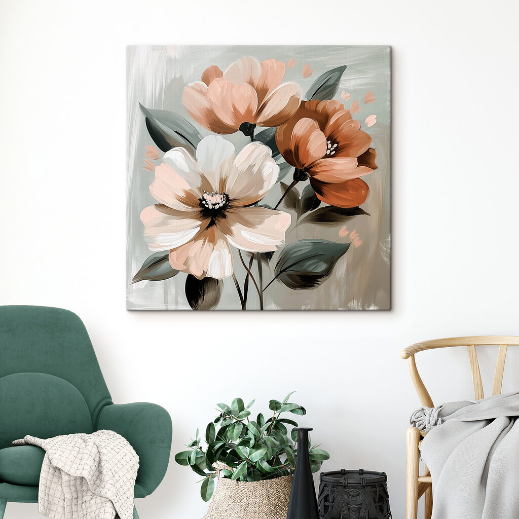 Painting of flowers on a grey background Painting of flowers on a grey background