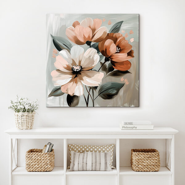 Painting of flowers on a grey background Painting of flowers on a grey background