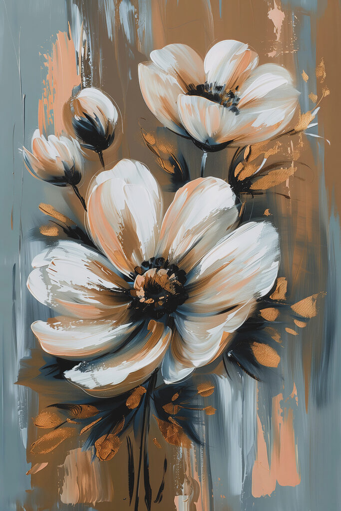 Painting of flowers on a grey background