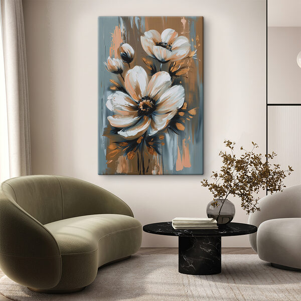 Painting of flowers on a grey background