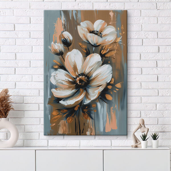 Painting of flowers on a grey background