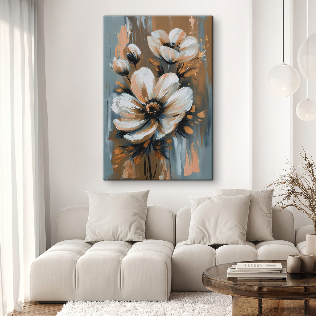 Painting of flowers on a grey background