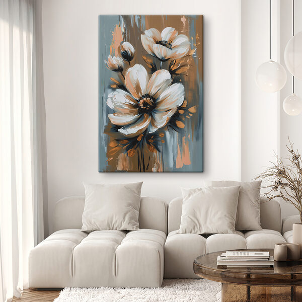 Painting of flowers on a grey background