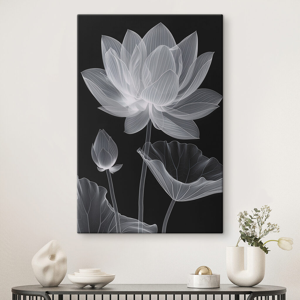 Flower with leaves and a flower bud Flower with leaves and a flower bud