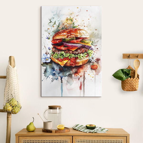 Quadri Quadri Acquerello raffigurante un hamburger (COD: s39699)