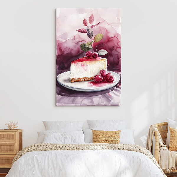 Piece of cheesecake with cherries on top Piece of cheesecake with cherries on top