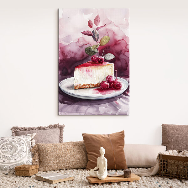 Piece of cheesecake with cherries on top Piece of cheesecake with cherries on top
