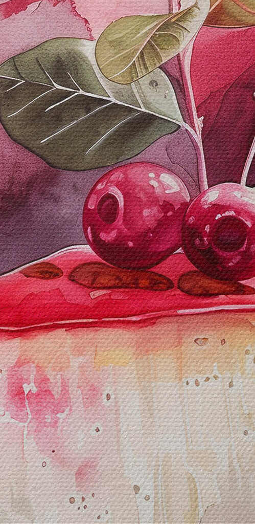 Piece of cheesecake with cherries on top Piece of cheesecake with cherries on top