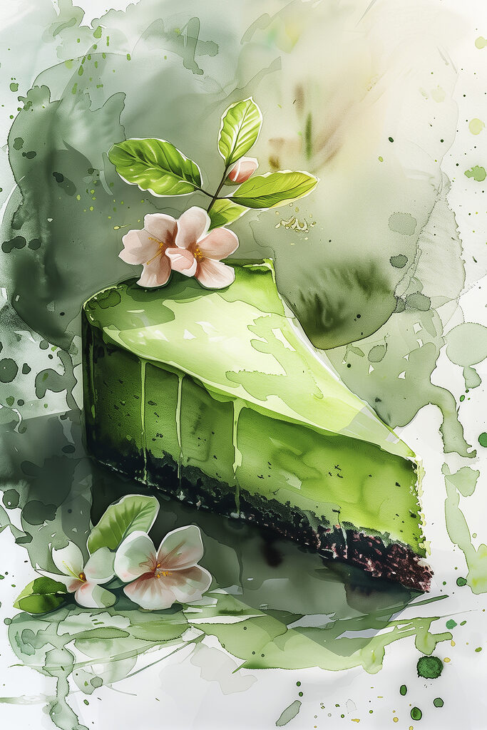 Piece of cake with flowers on top